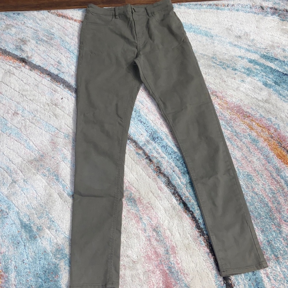 Army green jeans.  Brand is H&M.  Size 14Y